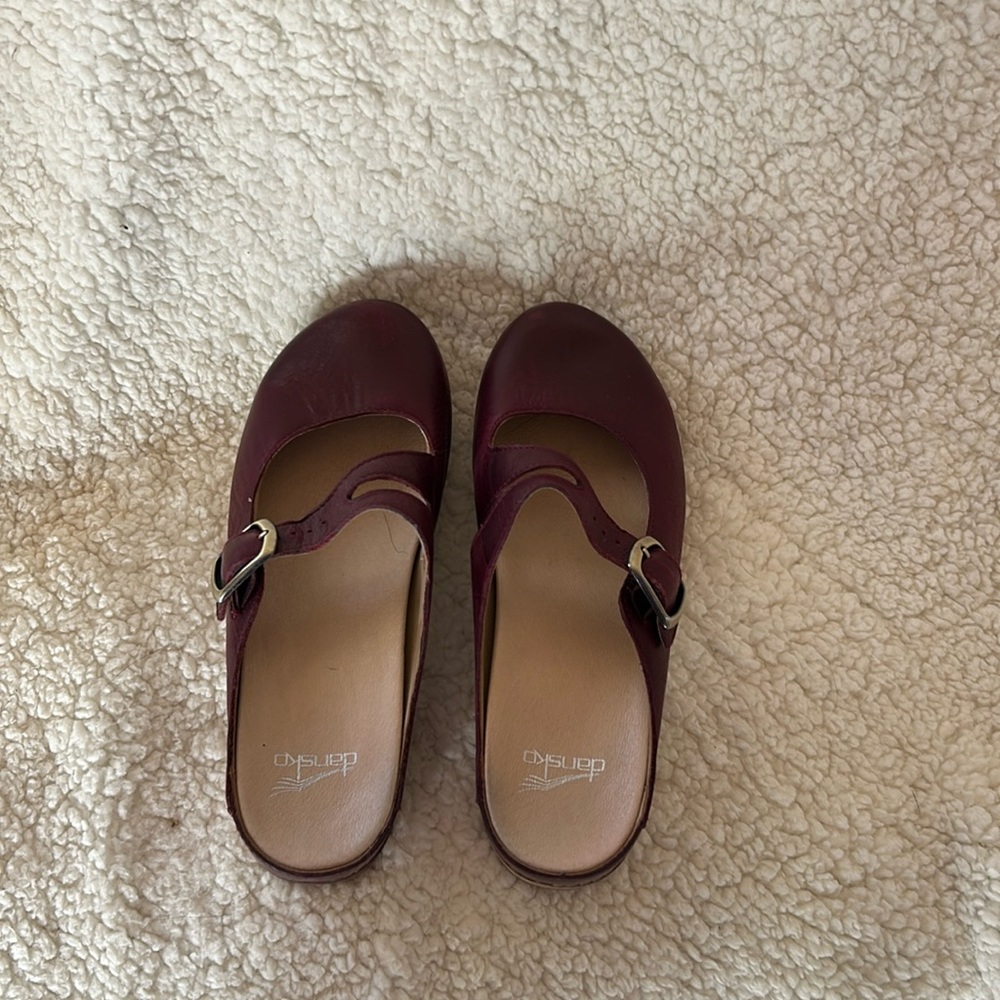 Dansko burgundy mules, barely worn